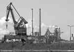 crane and blast furnaces