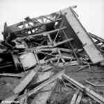 demolished headframe of the air shaft